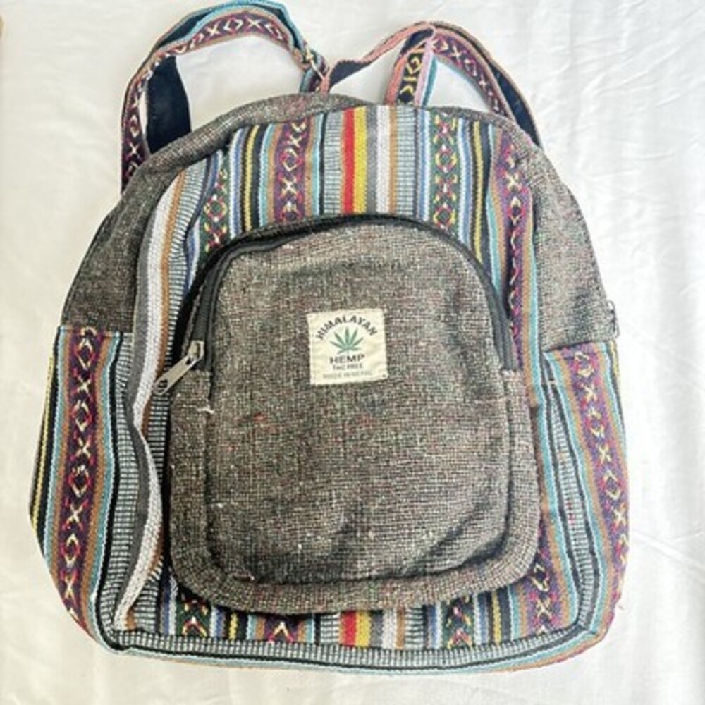 Handcrafted Nepal Hemp Backpack | Boho Hippie Festival Bag